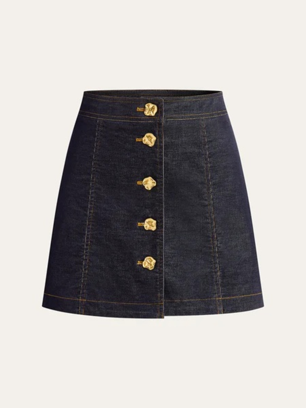 Commense Metal Button-Front Mini Skirt